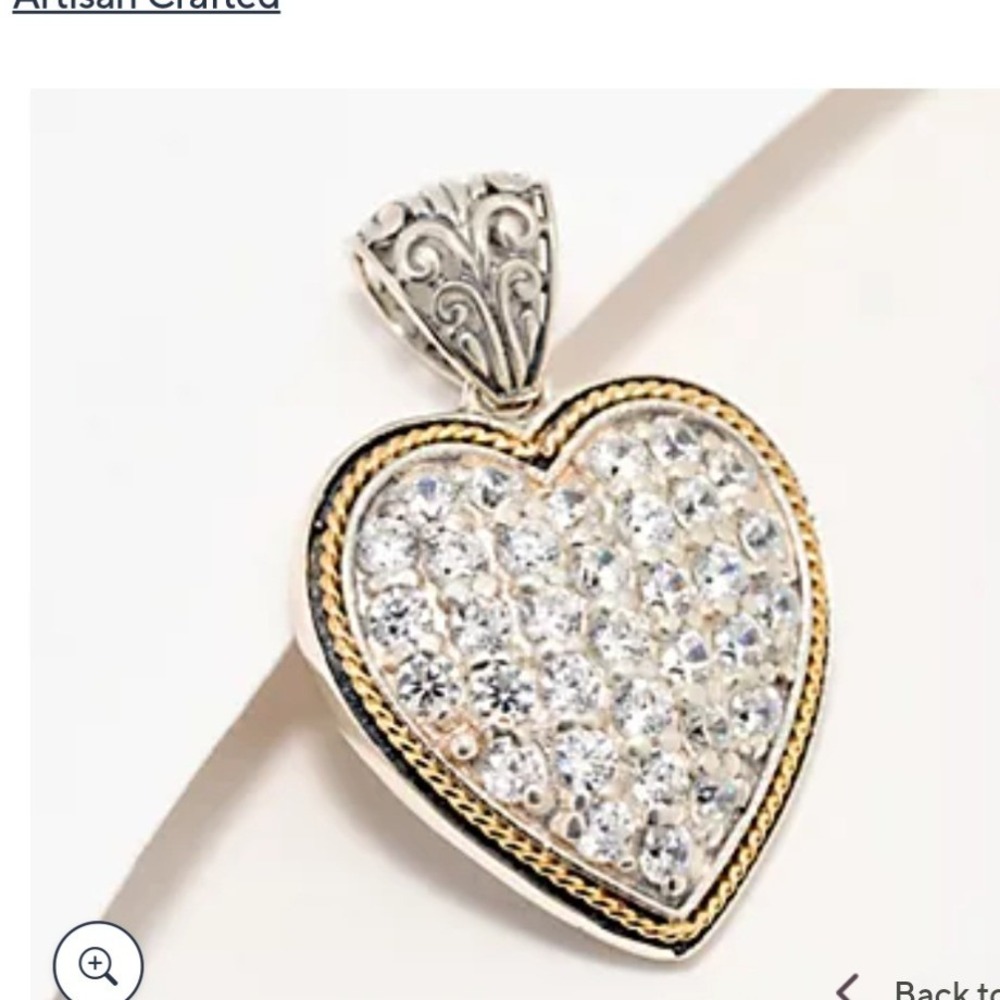 Artisan Robert Manse Sterling Silver 18K Gold CZ Heart Pendant 1.90ctw NEW Qvc